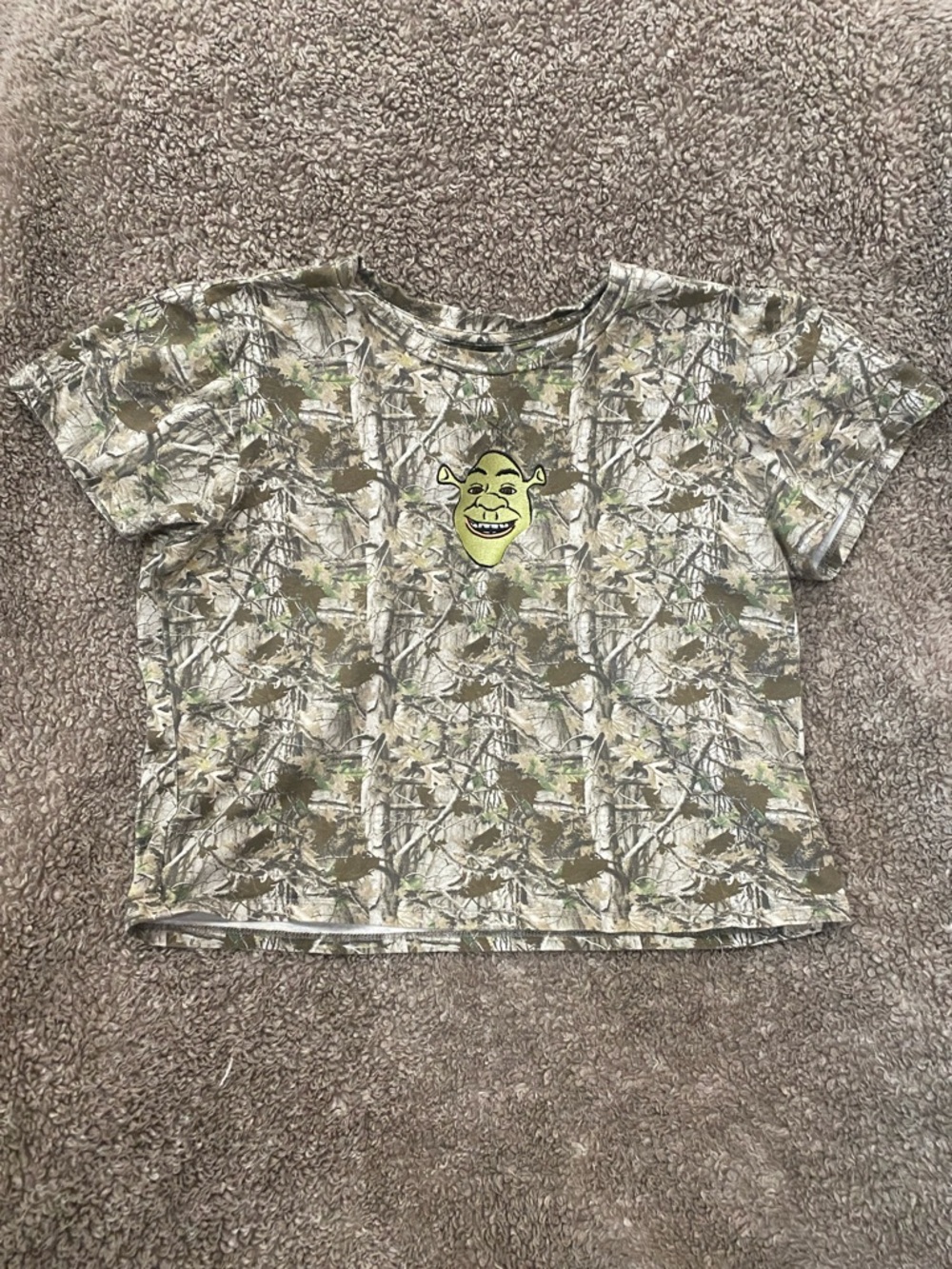 Dreamworks Shrek Cropped Camo Tee - Green